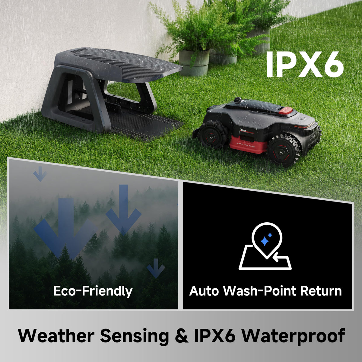 LiDAX Ultra 3000 AWD Robot Lawn Mower Wire Free RTK Free for up to 0.75 Acre*Dual Maps (3000 AWD: Mows up to 0.75acre)