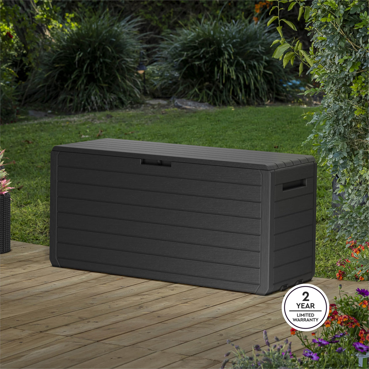 Atlas 70 Gal Outdoor Storage Box for Patio and Pool Accessories (Atlas Graphite)