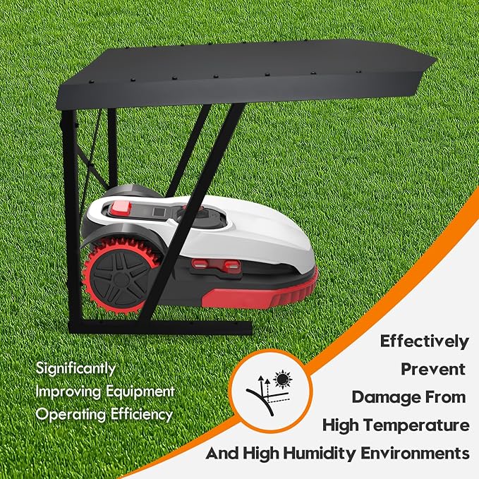 Large Robot Mower Garage, Durable Carbon Steel Rain Cover for Robotic Lawn Mowers, Outdoor Shade Cover, Waterproof and UV-Proof Garden Garage, Fits 95% of Models, Robot Mower Accessories (1.0)