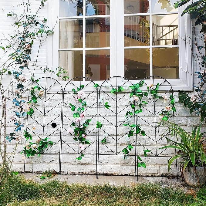 2 Pack Trellis for Climbing Plants Outdoor 45" H x 15.9" W Garden Trellis, Plant Trellis for Climbing Rose Vegetable Flower, Lawn, Backyard, Black Metal Trellis