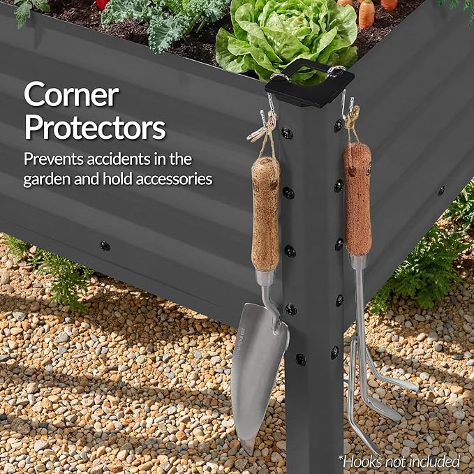 Best Choice Products 48x24x30in Galvanized Raised Garden Bed, Metal Elevated Planter Box, Vegetable Garden for Backyard, Patio, Balcony - Charcoal