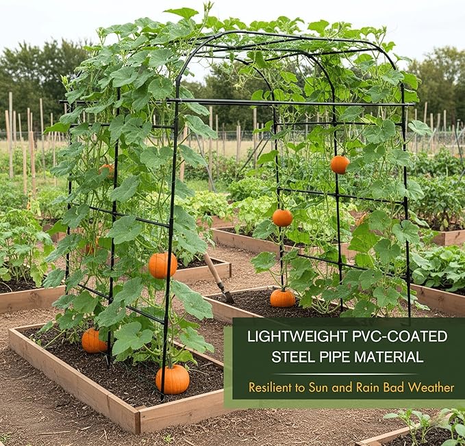Wide Arch Trellis 7FT Extra Tall Garden Trellis Arch – Sturdy Plastic Coated Steel Metal Arch for Garden Climbing Plants & Vegetables, Weather-Resistant Outdoor Cucumber Trellis Arch