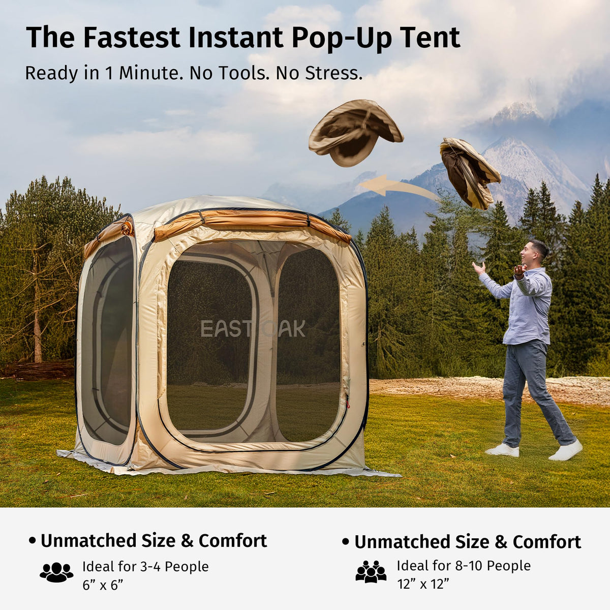 6×6 FT Pop Up Canopy Tent with Mesh (Beige / 6×6 FT)
