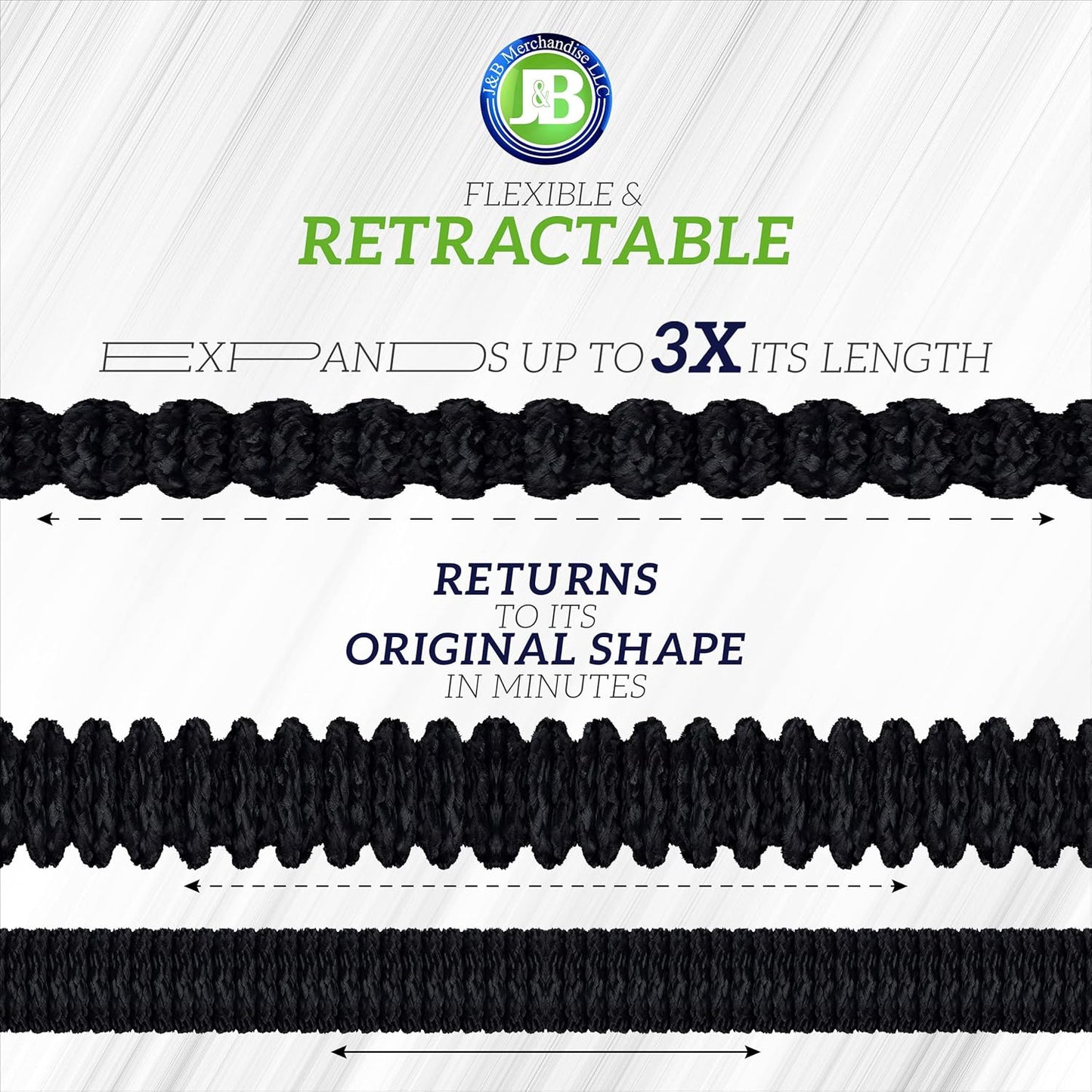 J&B XpandaHose 150ft Expandable Garden Hose with Holder - Heavy Duty Superior Strength 3750D - 4 -Layer Latex Core - Extra Strong Brass Connectors and 10 Spray Nozzle w/Storage Bag (Black 150)