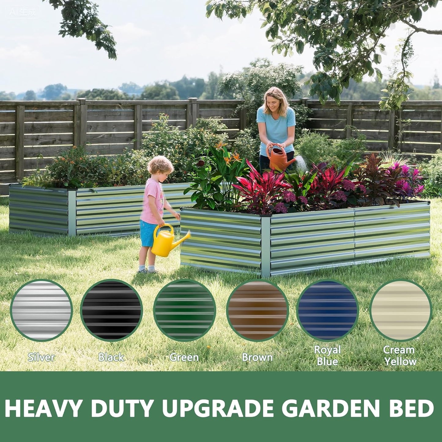 FOOWIN 4pcs 6x3x2ft Galvanized Raised Garden Bed, Planter Raised Garden Boxes Outdoor, Large Metal Raised Beds for Gardening, Garden Bed for Vegetables, Flowers, Herb,269 Gallon Capacity, Silver