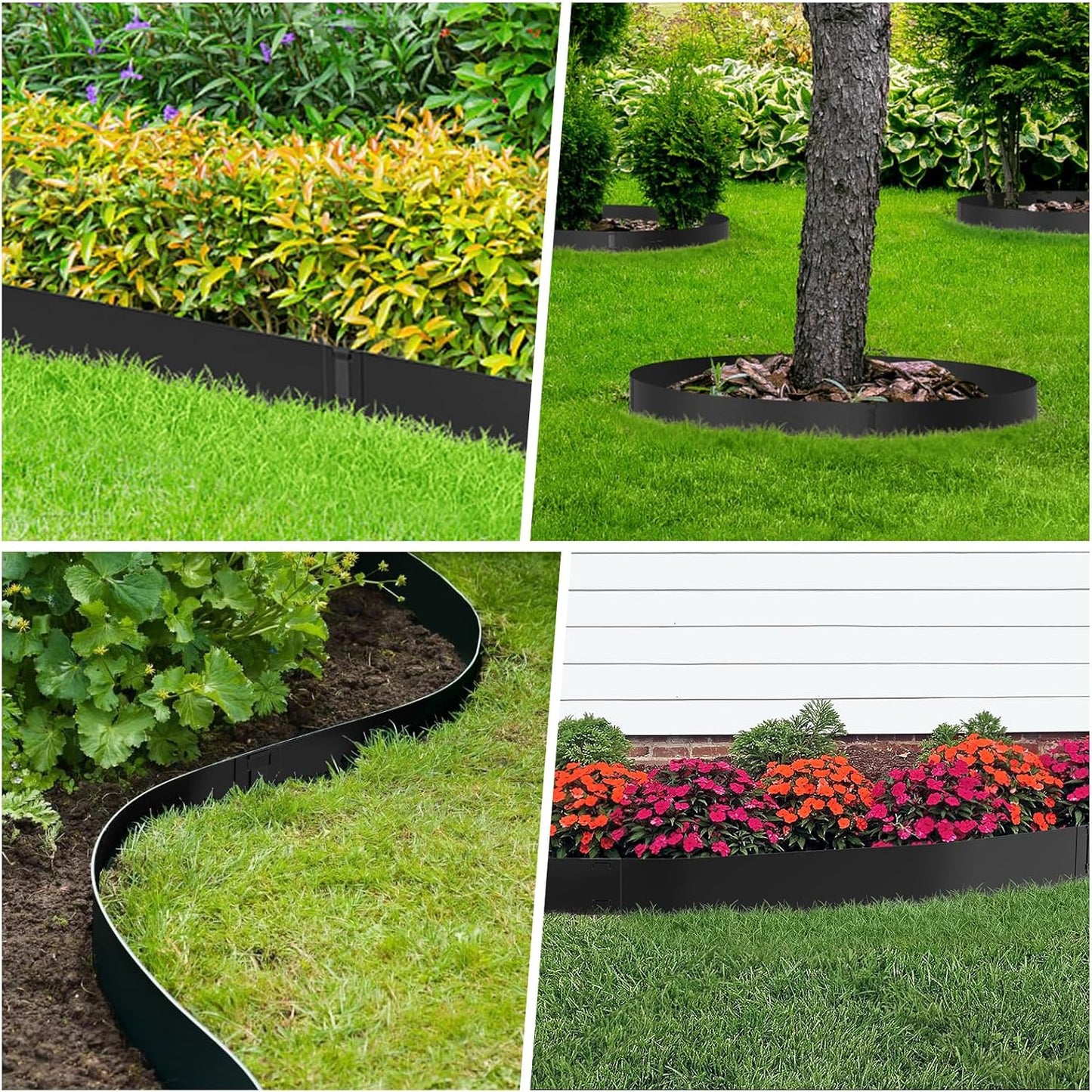 10 Inch Steel Garden Edging Borders, 40" L x 10" H Strips Metal Landscape Edging - Bendable Metal Edging with 6 Clips Edge for Landacaping Lawn Yard (20Ft Total, Black)