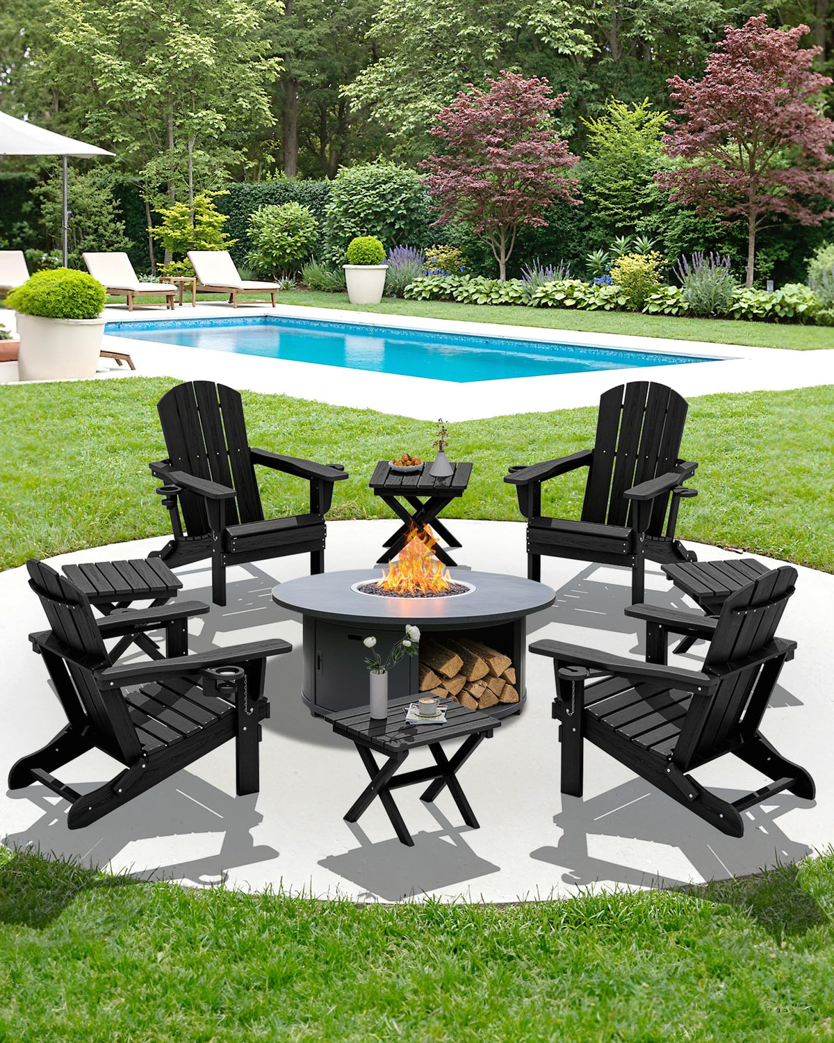 Small Folding Outdoor Side Table Set of 4 (Black / Foldable 4-pack)