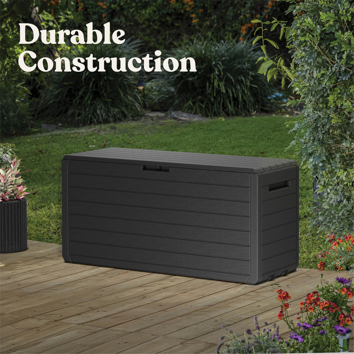 Atlas 70 Gal Outdoor Storage Box for Patio and Pool Accessories (Atlas Graphite)