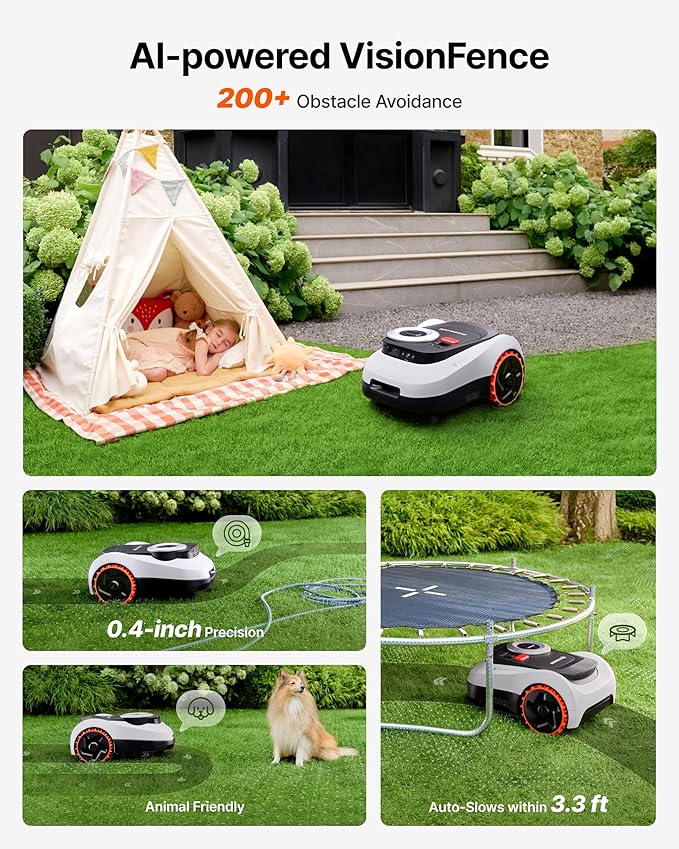 Segway Navimow i215 LiDAR Robot Lawn Mower, Wire Free Robotic Lawn Mower for 0.37 Acre, LiDAR & Vision Dual Fusion, Auto Mapping, Off-Road Wheels for 45% Slopes, Quiet 59 dB(A) Mowing