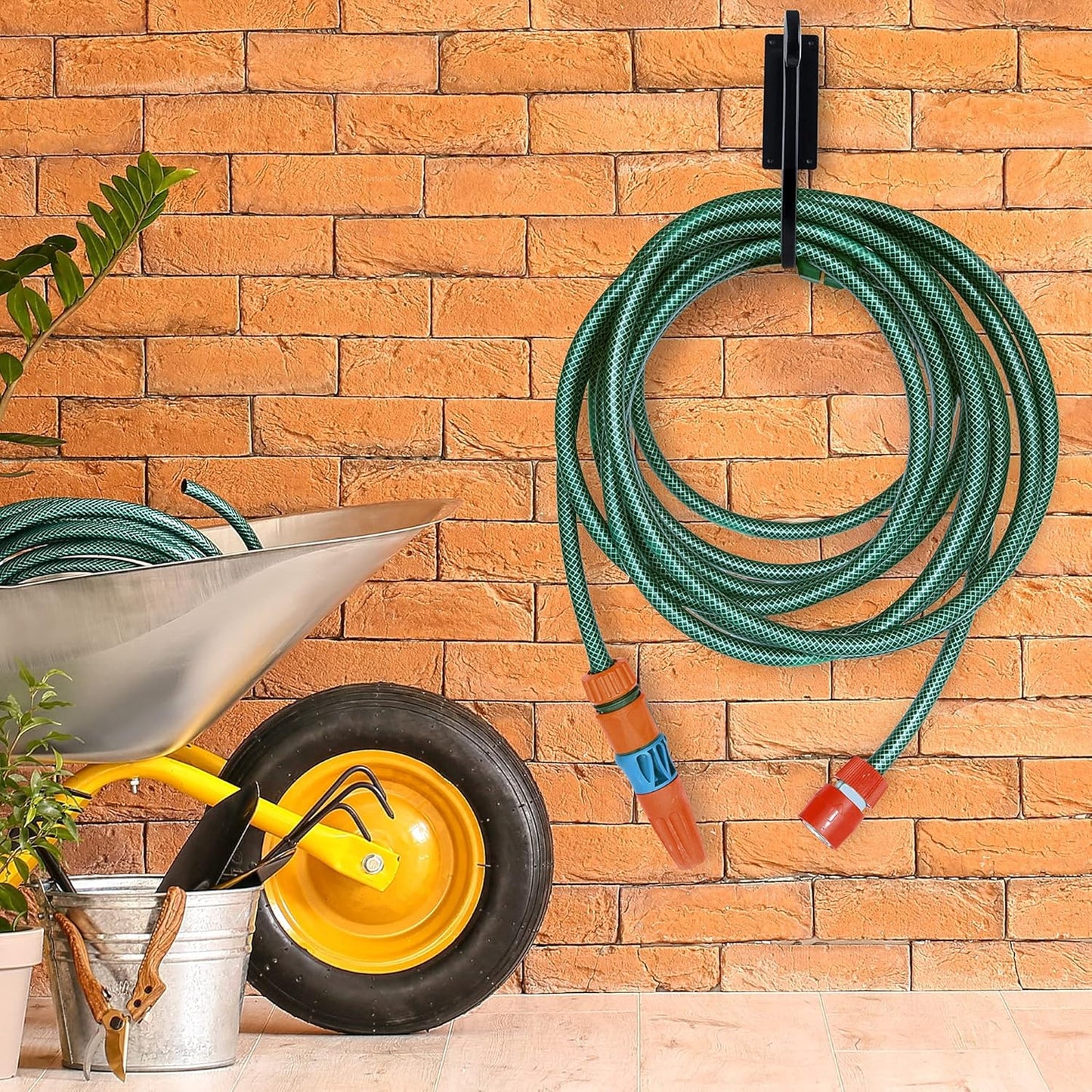 Hose Holder Wall Mount （Metal/8-Inch） Heavy-Duty Garden Hose Hanger Outdoor, Hand-Forged Hose Rack Mount
