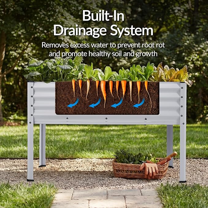 Best Choice Products 48x24x30in Galvanized Raised Garden Bed, Metal Elevated Planter Box, Vegetable Garden for Backyard, Patio, Balcony - Moonlight Gray