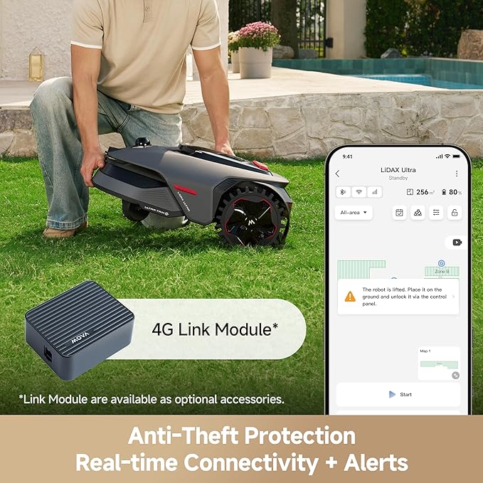MOVA LiDAX Ultra 1000 Robot Lawn Mower Wire Free for 1/4 Acre, RTK-Free+360° 3D LiDAR+AI Vision Auto Mapping, Zero-Edge Cutting, Cutting Height 1.2"-3.9", 45% Slope, Up to 150 Managed Zones Dual Maps