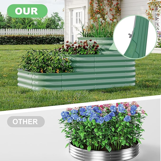 CABIHOME 30.7" Deep Galvanized Steel Raised Garden Bed, Open-Base Expandable Planter Box, Family-Friendly Gardening Kit for Veggies/Flowers, 5x3.5x2.5 Ft, Green