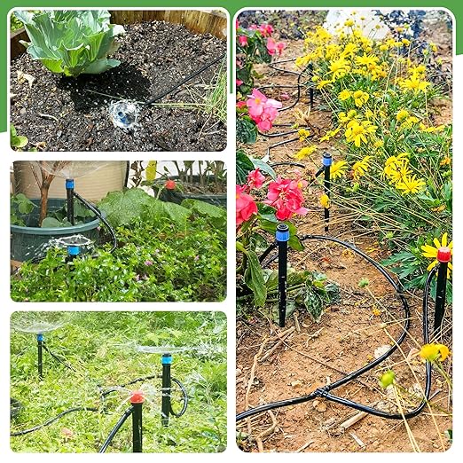 55ft Drip Irrigation System Kit, Garden Watering System DIY Automatic Irrigation Equipment Set for Lawn Raised Bed Greenhouse Plant Watering with 1/4'' Tubing, Drip Emitters, Connectors
