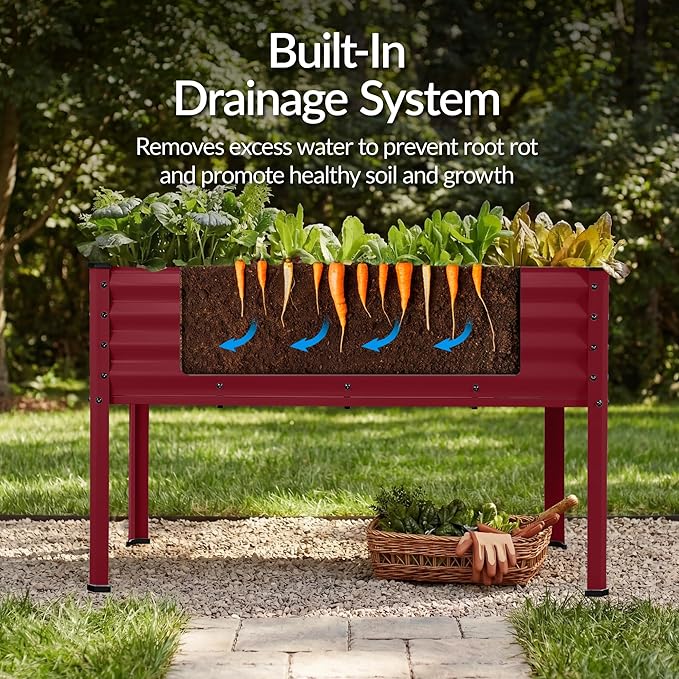 Best Choice Products 48x24x30in Galvanized Raised Garden Bed, Metal Elevated Planter Box, Vegetable Garden for Backyard, Patio, Balcony - Royal Red