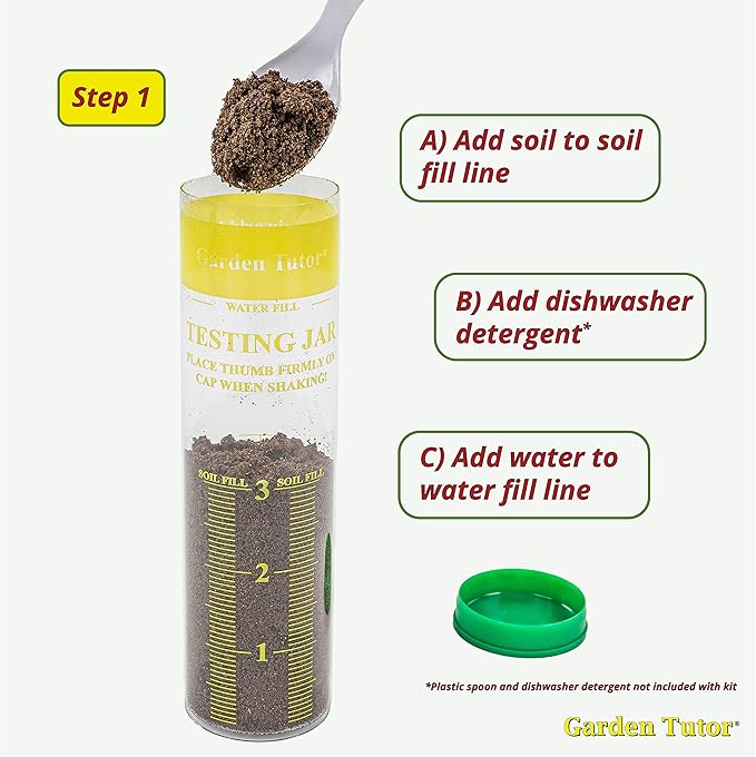 Garden Tutor Soil Texture Test Kit - Test Soil Structure, Calibrated Testing Jar, Measure Soil Layers, Improve Your Soil, Handbook, Detailed Instructions, Find Plant Compatibility, Determine Amendment