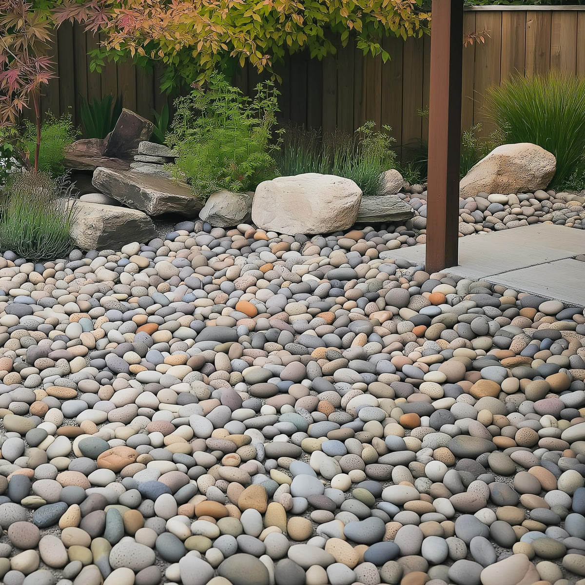 Multicolor Polished Decorative Pebbles Landscape Stone 40 lb (1 inch - 2.5 inch)