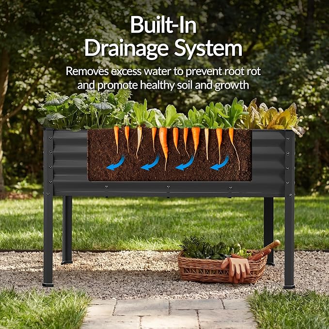 Best Choice Products 48x24x30in Galvanized Raised Garden Bed, Metal Elevated Planter Box, Vegetable Garden for Backyard, Patio, Balcony - Charcoal