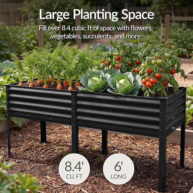 Best Choice Products 72x24x30in Non Toxic Galvanized Raised Garden Bed, Metal Elevated Planter Box, Vegetable Garden, 100% Non Toxic Materials - Black