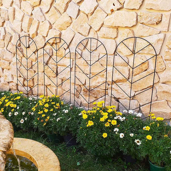 2 Pack Trellis for Climbing Plants Outdoor 45" H x 15.9" W Garden Trellis, Plant Trellis for Climbing Rose Vegetable Flower, Lawn, Backyard, Black Metal Trellis
