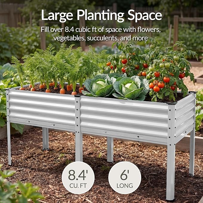 Best Choice Products 72x24x30in Non Toxic Galvanized Raised Garden Bed, Metal Elevated Planter Box, Vegetable Garden, 100% Non Toxic Materials - Silver