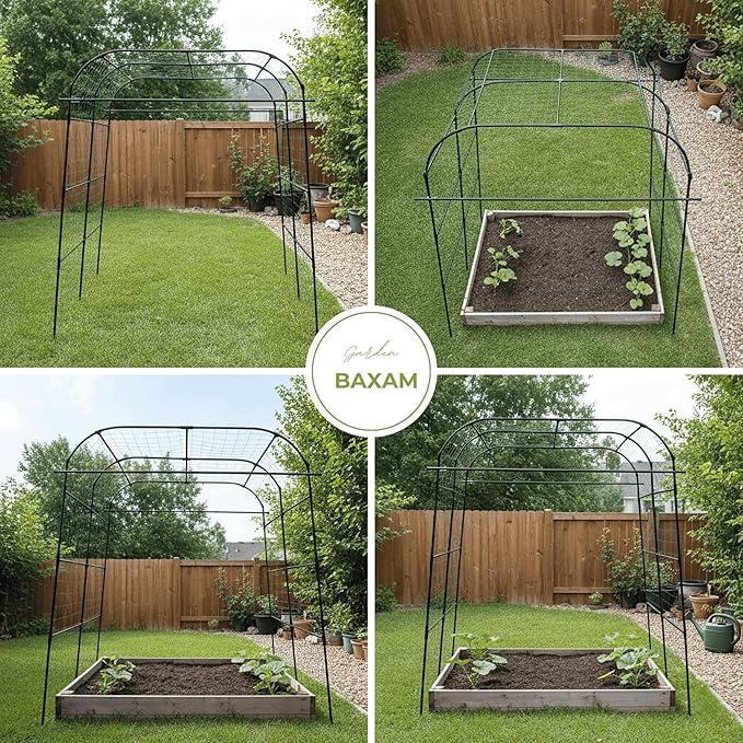 Wide Arch Trellis 7FT Extra Tall Garden Trellis Arch – Sturdy Plastic Coated Steel Metal Arch for Garden Climbing Plants & Vegetables, Weather-Resistant Outdoor Cucumber Trellis Arch