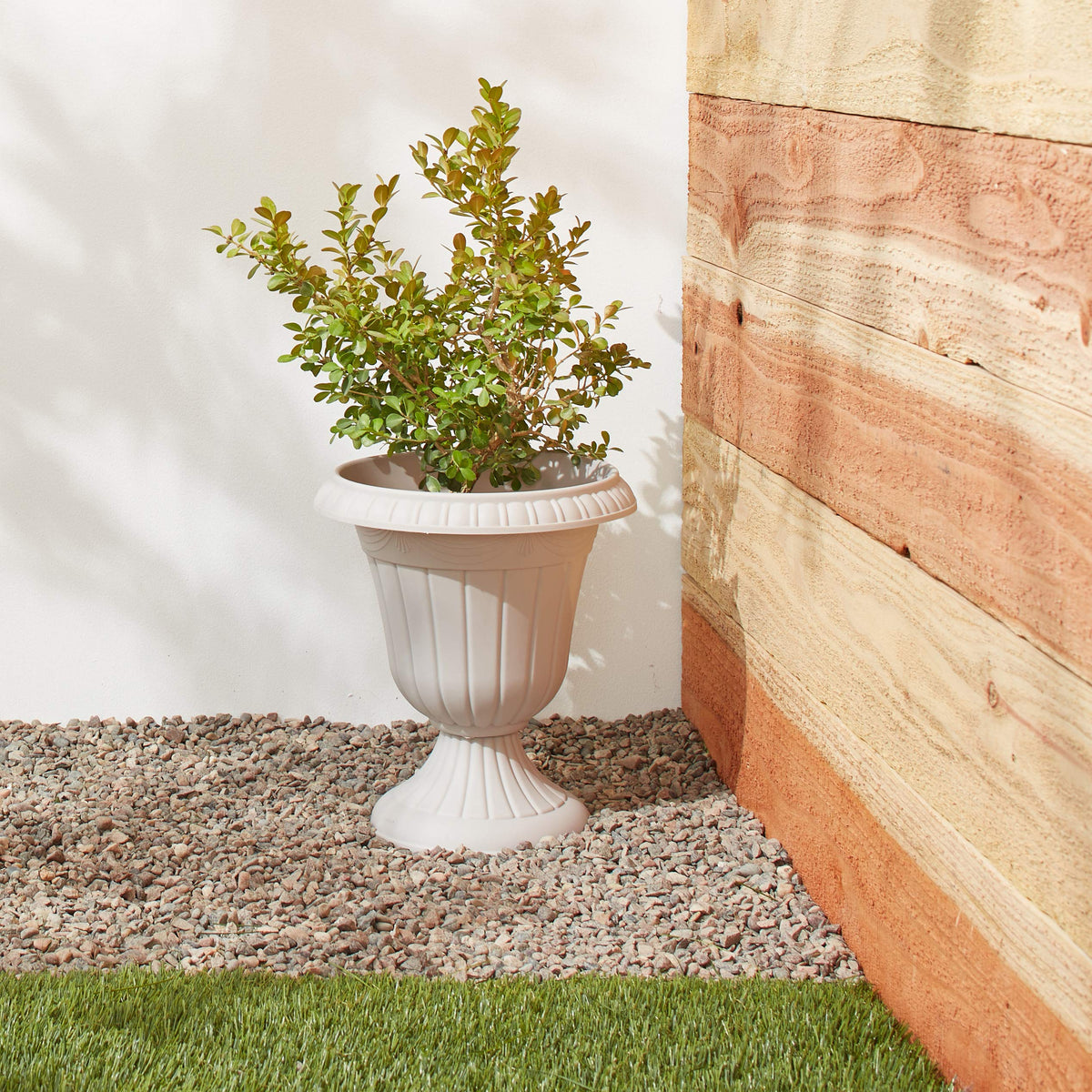 PL20TP Classic Traditional Plastic Urn Planter Indoor (Taupe / 10" x 12")
