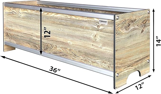 Foreman Raised Garden Bed (36"x12"x14") Weather Resistant Outdoor Planter Box with Drainage for Vegetable Bed Gardening and Flower Bed Gardening - Amaretto Wood Grain Pattern