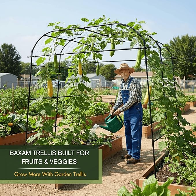 Wide Arch Trellis 7FT Extra Tall Garden Trellis Arch – Sturdy Plastic Coated Steel Metal Arch for Garden Climbing Plants & Vegetables, Weather-Resistant Outdoor Cucumber Trellis Arch