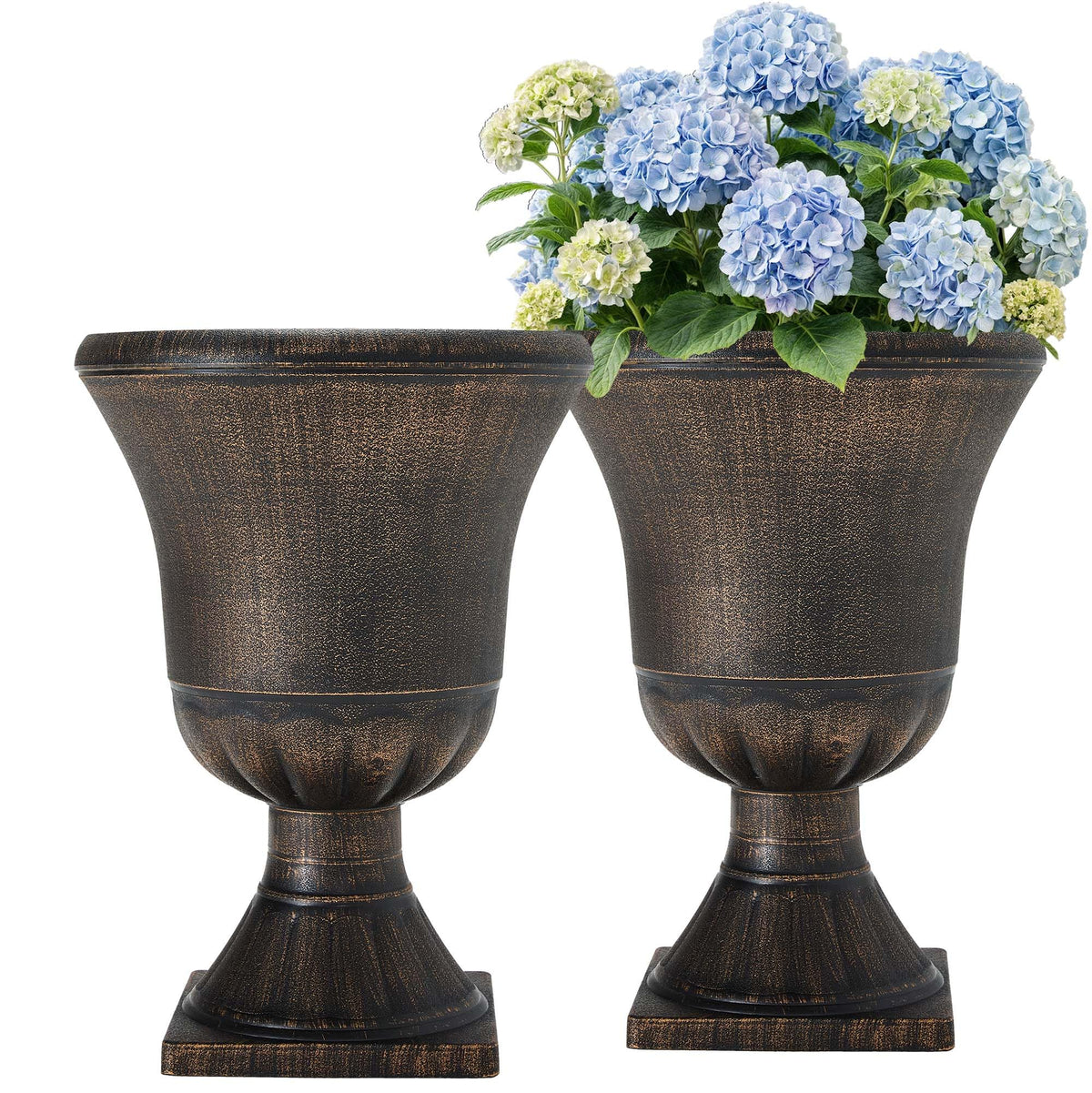 22" Tall Urn Planters Set of 2 Large Flower Pots (22"-antique Bronze)