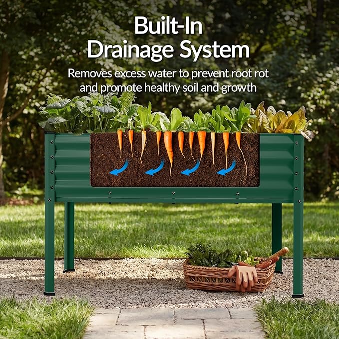 Best Choice Products 48x24x30in Galvanized Raised Garden Bed, Metal Elevated Planter Box, Vegetable Garden for Backyard, Patio, Balcony - Dark Green