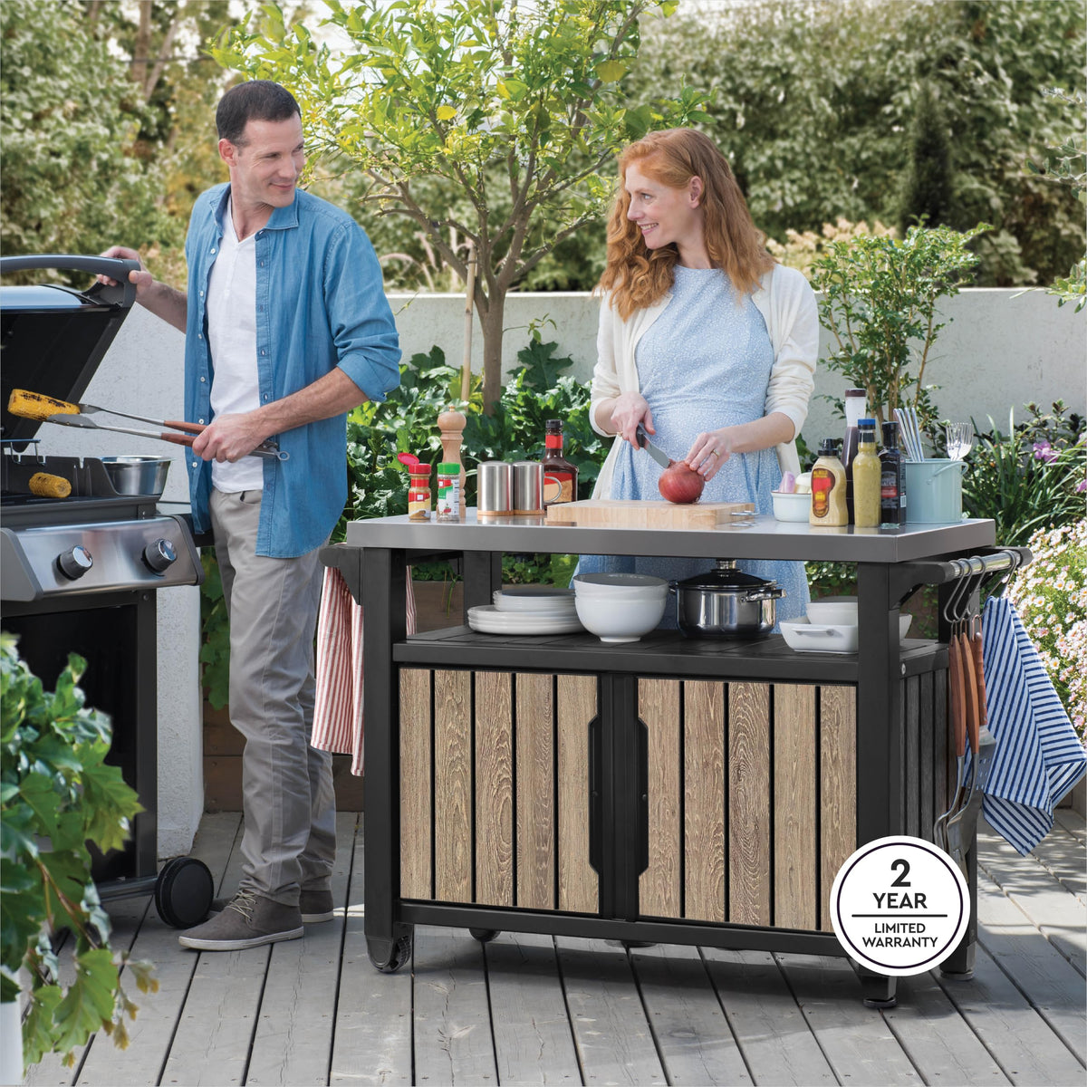 Unity XL Outdoor Entertainment Cart with Wood‑Look Finish (Ashwood)