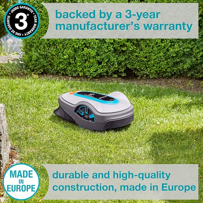 GARDENA 15101-41 SILENO Life - Automatic Robotic Lawn Mower, with Bluetooth app and Boundary Wire, one of The quietest in its Class, for lawns up to 8100 Sq Ft, Made in Europe, Grey