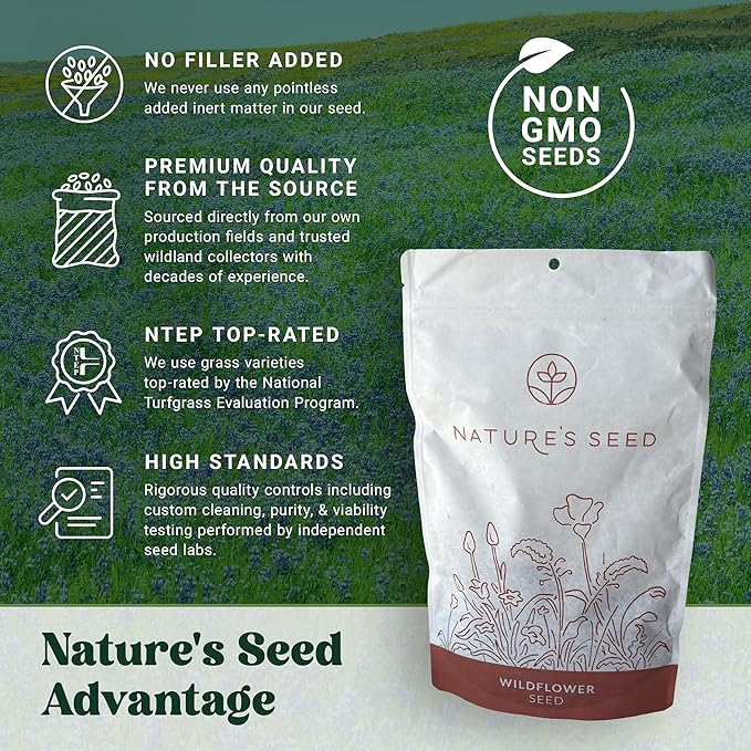 Nature’s Seed California Native Wildflower Seeds Mix Blend, Annual and Perennial, Pollinator-Friendly, 0.5 lbs
