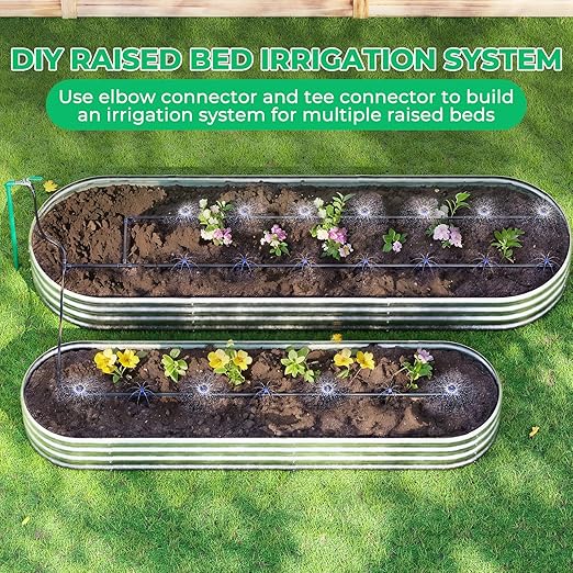 HIRALIY Raised Bed Drip Irrigation Kit Small, DIY Garden Grid Watering System, Garden Irrigation System, for Raised Beds up to 2 x 8FT