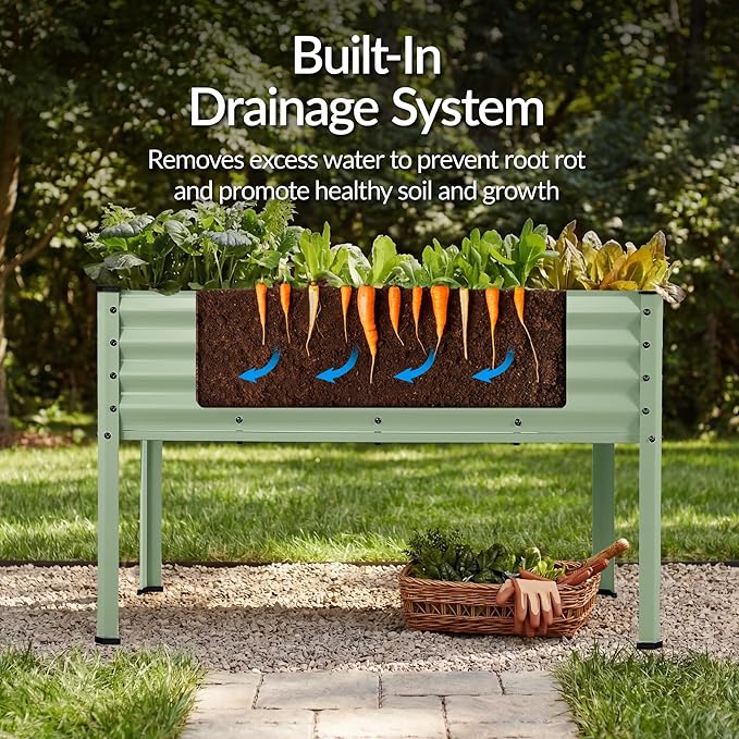 Best Choice Products 48x24x30in Galvanized Raised Garden Bed, Metal Elevated Planter Box, Vegetable Garden for Backyard, Patio, Balcony - Sage Green