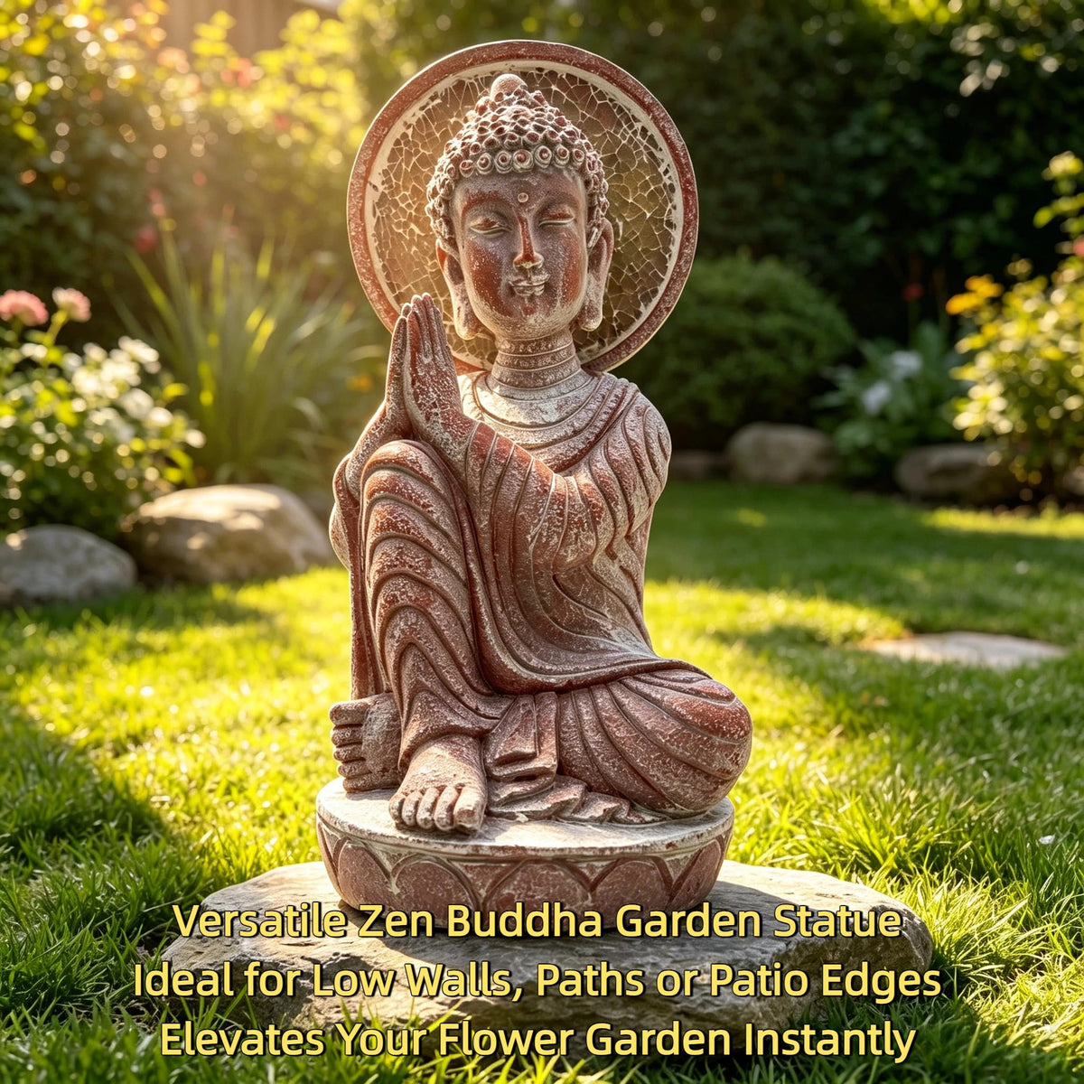 11.5in buddha statue outdoor (Rustic Sandstone)
