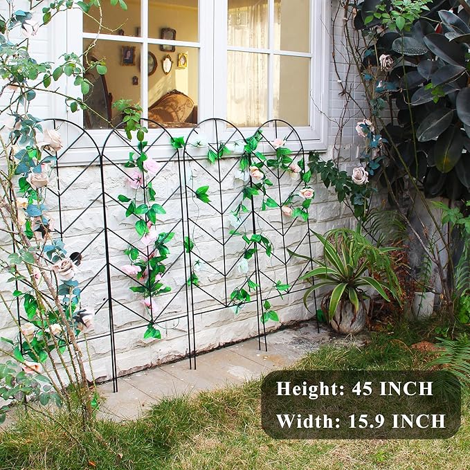 2 Pack Trellis for Climbing Plants Outdoor 45" H x 15.9" W Garden Trellis, Plant Trellis for Climbing Rose Vegetable Flower, Lawn, Backyard, Black Metal Trellis