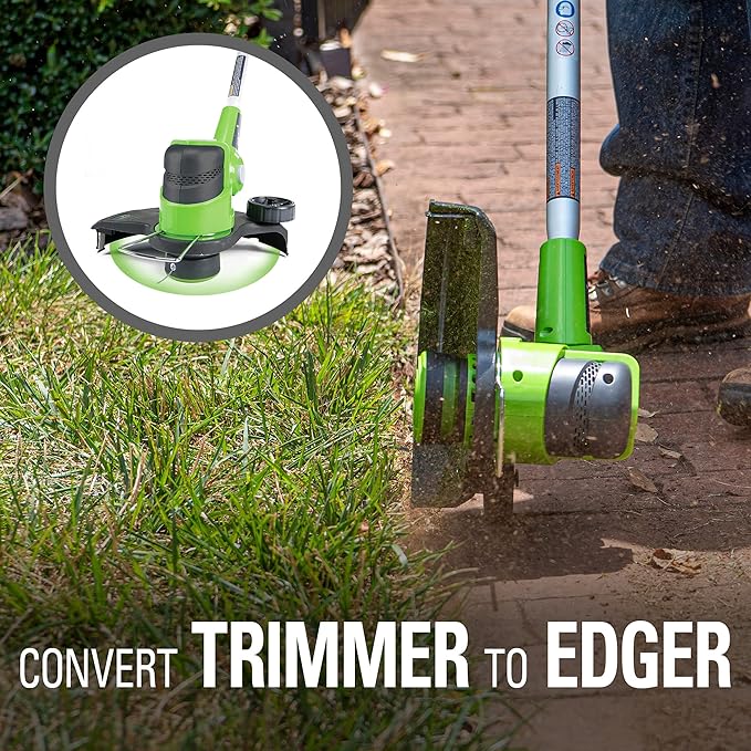 Greenworks STBL24B210 String Trimmer, 12" Blower (2.0Ah) Gen 2, Green