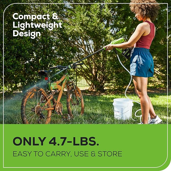Greenworks 40V (600 PSI 0.8 GPM) Power Cleaner, 2Ah USB Battery and Charger Included