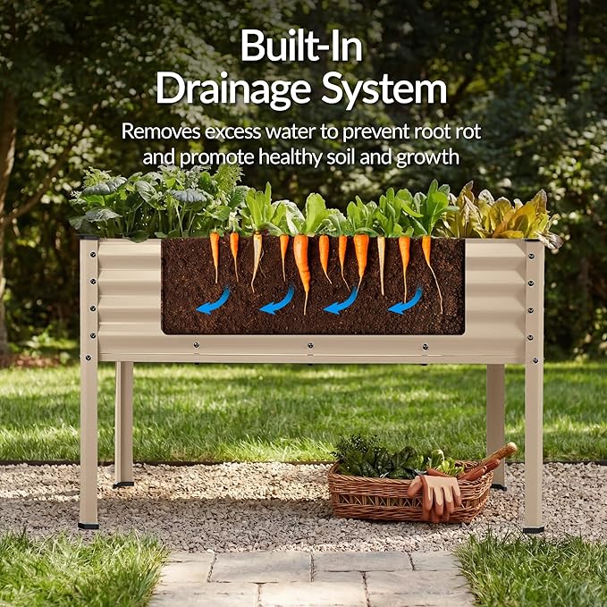 Best Choice Products 48x24x30in Galvanized Raised Garden Bed, Metal Elevated Planter Box, Vegetable Garden for Backyard, Patio, Balcony - Beige