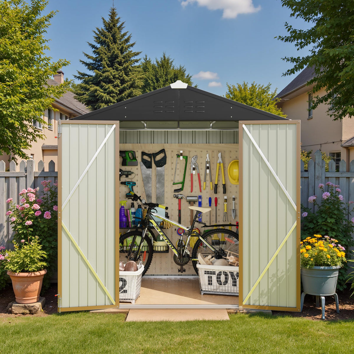 6x4FT Outdoor Storage Shed (6x4 / Brown)