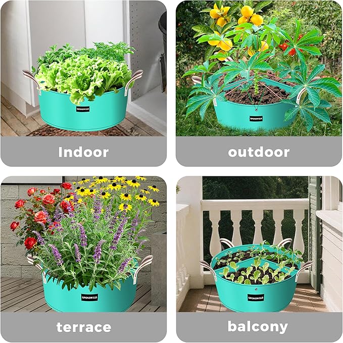 2 Pack 15 Gallon 3 Compartment Potato Grow Bag,Vegetable Growing BagThickened PE Garden Pots with Drainage Holes Branch-Binding Holes, Reusable Plant Bag for Vegetables、Flowers
