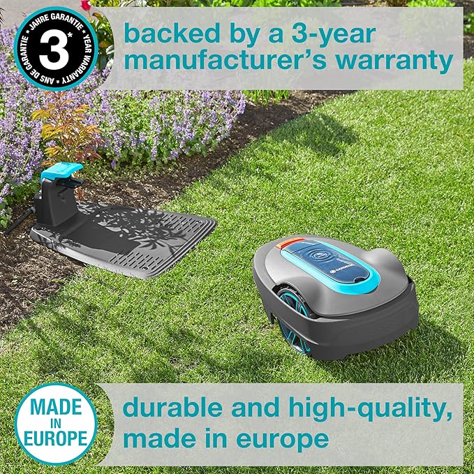 GARDENA 15001-41 SILENO City - Automatic Robotic Lawn Mower, with Bluetooth app and Boundary Wire, one of The quietest in its Class, for lawns up to 2700 Sq Ft, Made in Europe, Grey