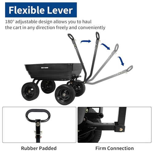 7 Cu Ft Poly Garden Dump Cart 1200 lbs with No Flat Tires