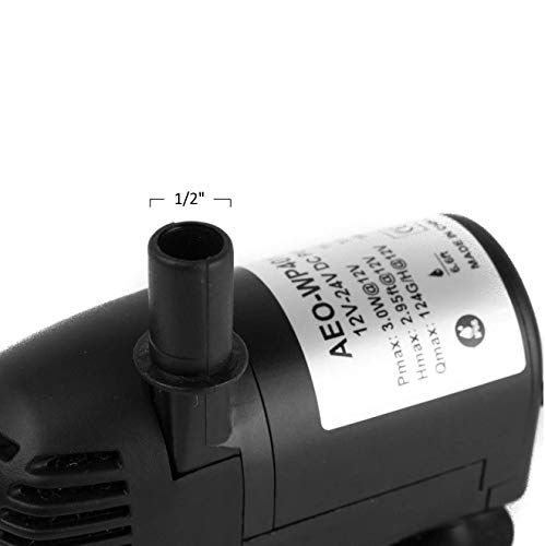 12V 24V DC Brushless Submersible Water Pump 196 GPH for Solar Fountain Hydroponics and Aquaponics