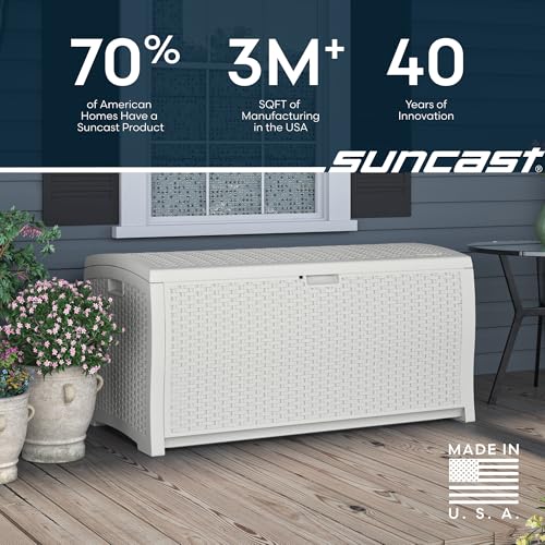 99 Gallon Wicker Horizontal Outdoor Deck Box with Hinged Lid