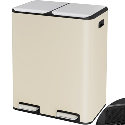 16Gal Dual Trash Can w (Beige)