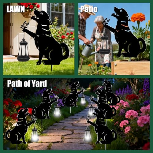Solar Black Dog Lights Patio Decorations Outdoor (Dog)