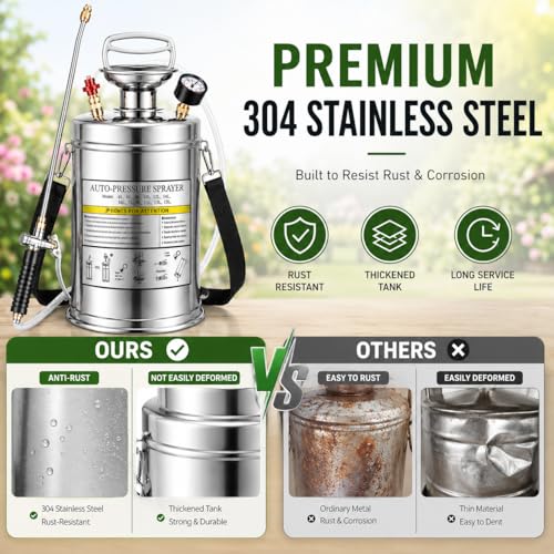1.5Gal Stainless Steel Pump Up Sprayer Reinforced Hose